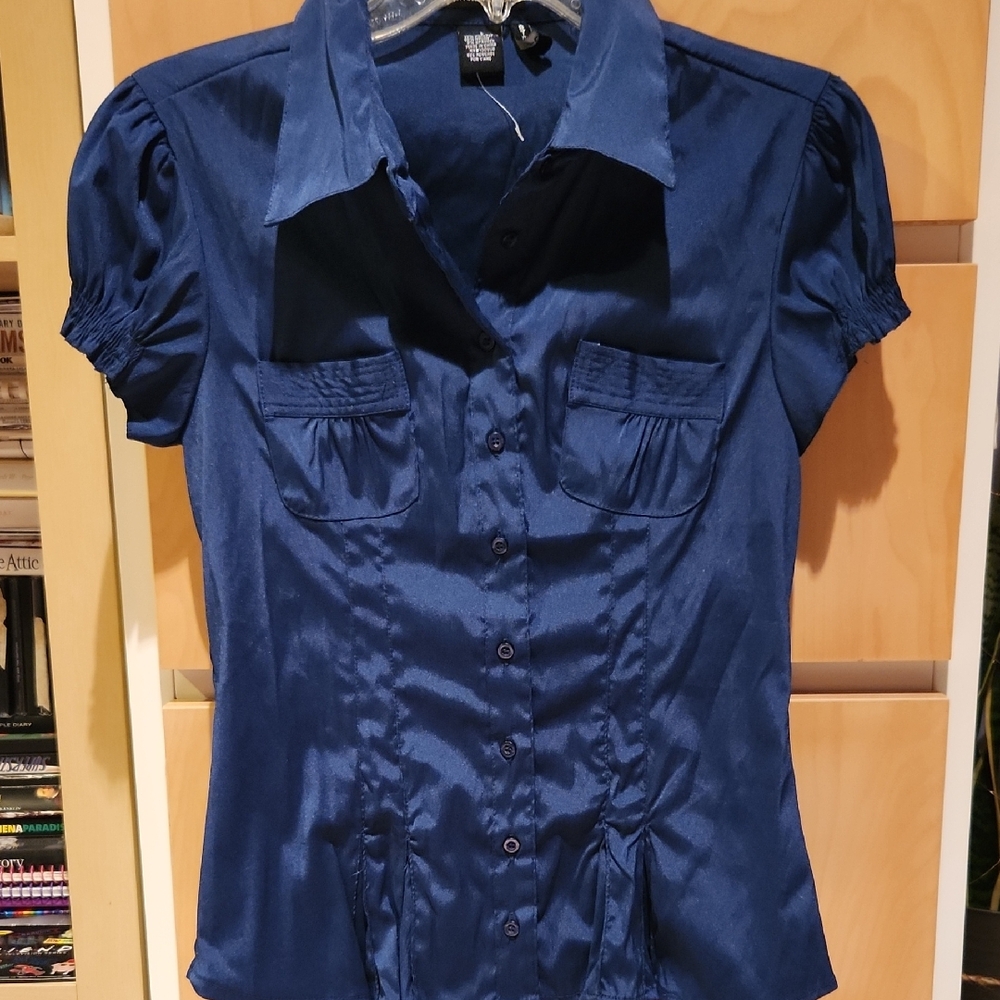 Blue Short Sleeved Blouse